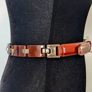 Brighton Vintage Brown Leather and Tortoise Shell Belt S